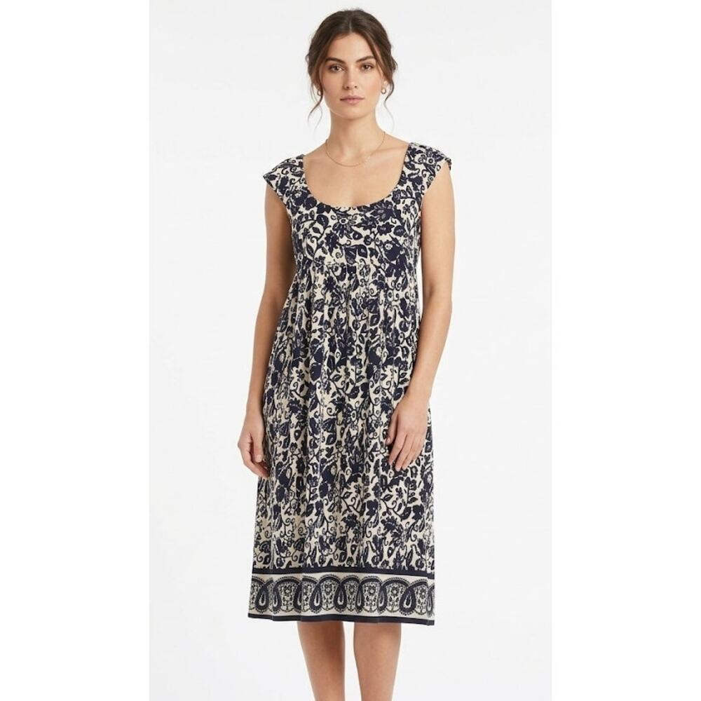 DONNA MORGAN Women's Midi Dress Large Polyester Spandex Black White Boho